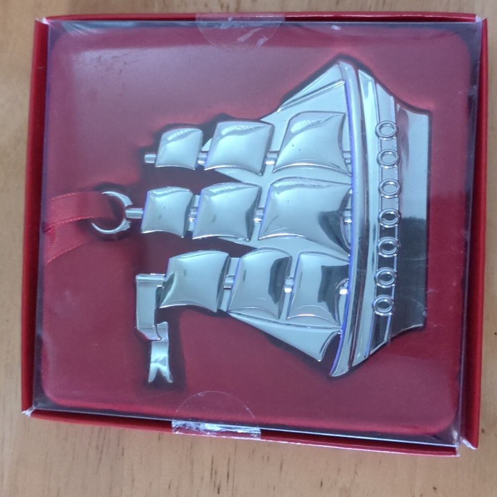 Wind Boat Ornament silver colored